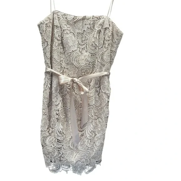 beige smocked dress Beige Toile Tie-Shoulder Smocked Midi Dress Small main image 0